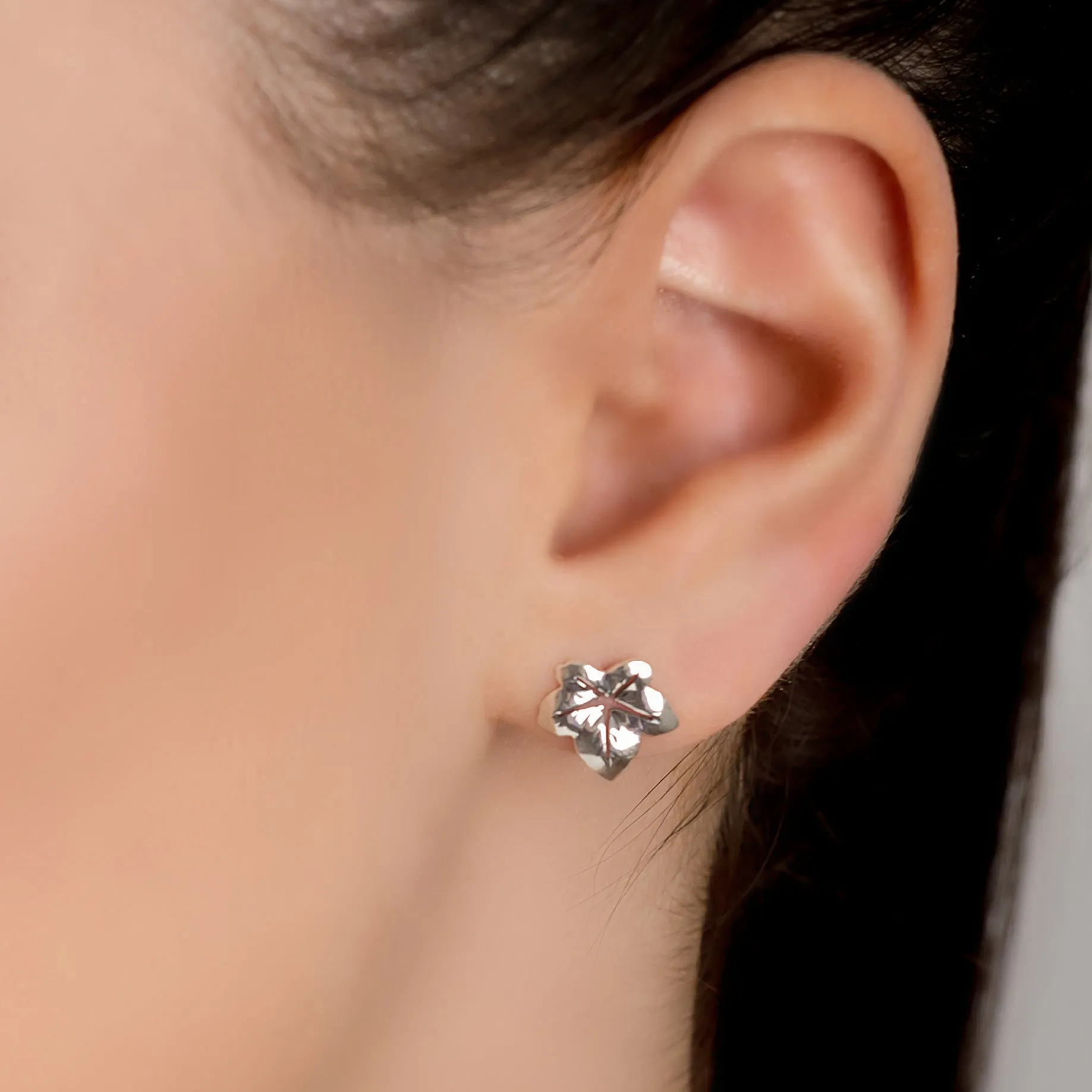 Ivy Leaf Stud Earrings in Silver sold by Henryka product image thumbnail 2