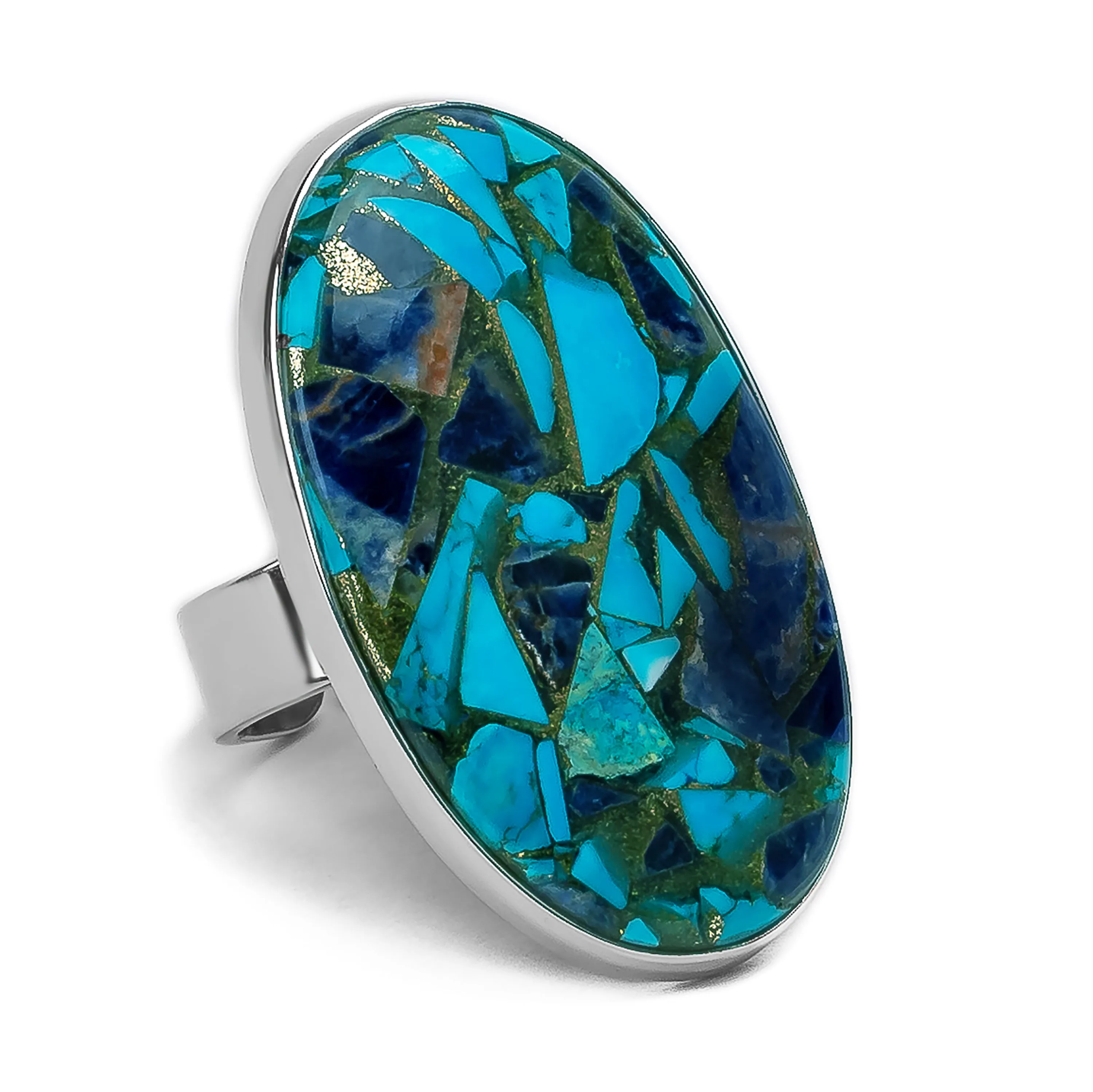 Oyster Copper Turquoise Ring - Designer Gemstones sold by Henryka