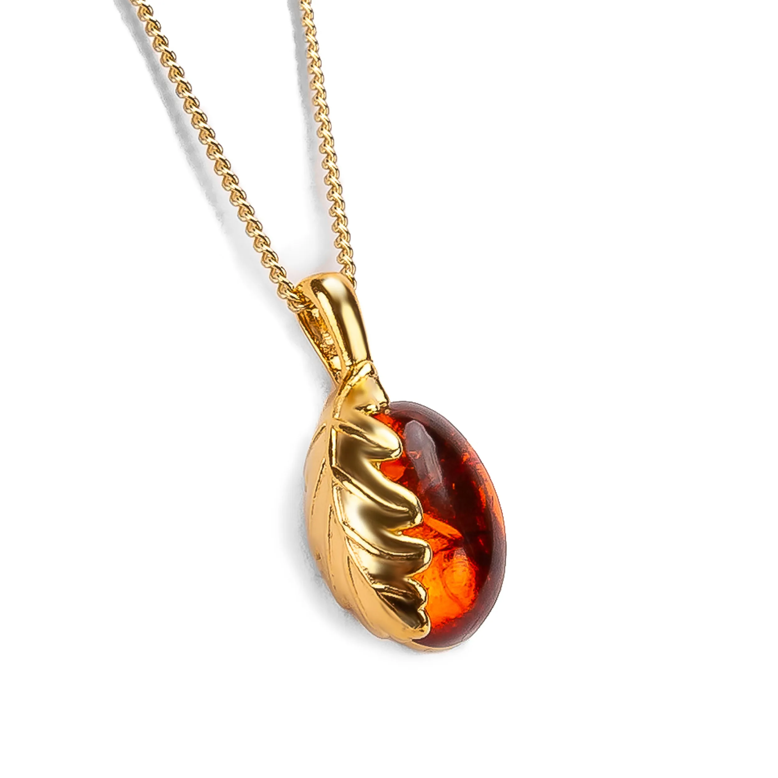 Mighty Oak Leaf Necklace in Silver and Amber sold by Henryka product image thumbnail 5