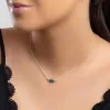 Delicate Single Stone Necklace in Silver and Malachite sold by Henryka