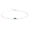 Delicate Single Stone Necklace in Silver and Malachite sold by Henryka