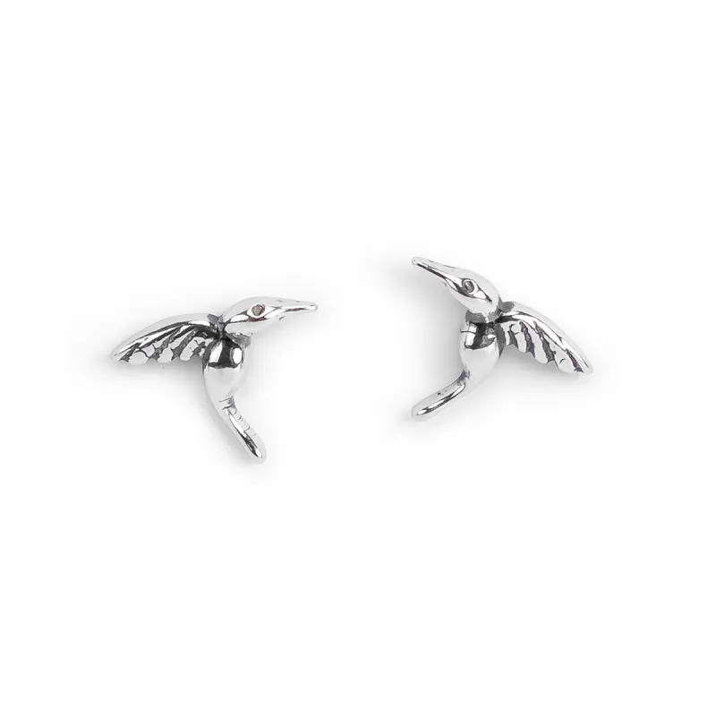 Miniature Hummingbird Stud Earrings in Silver sold by Henryka