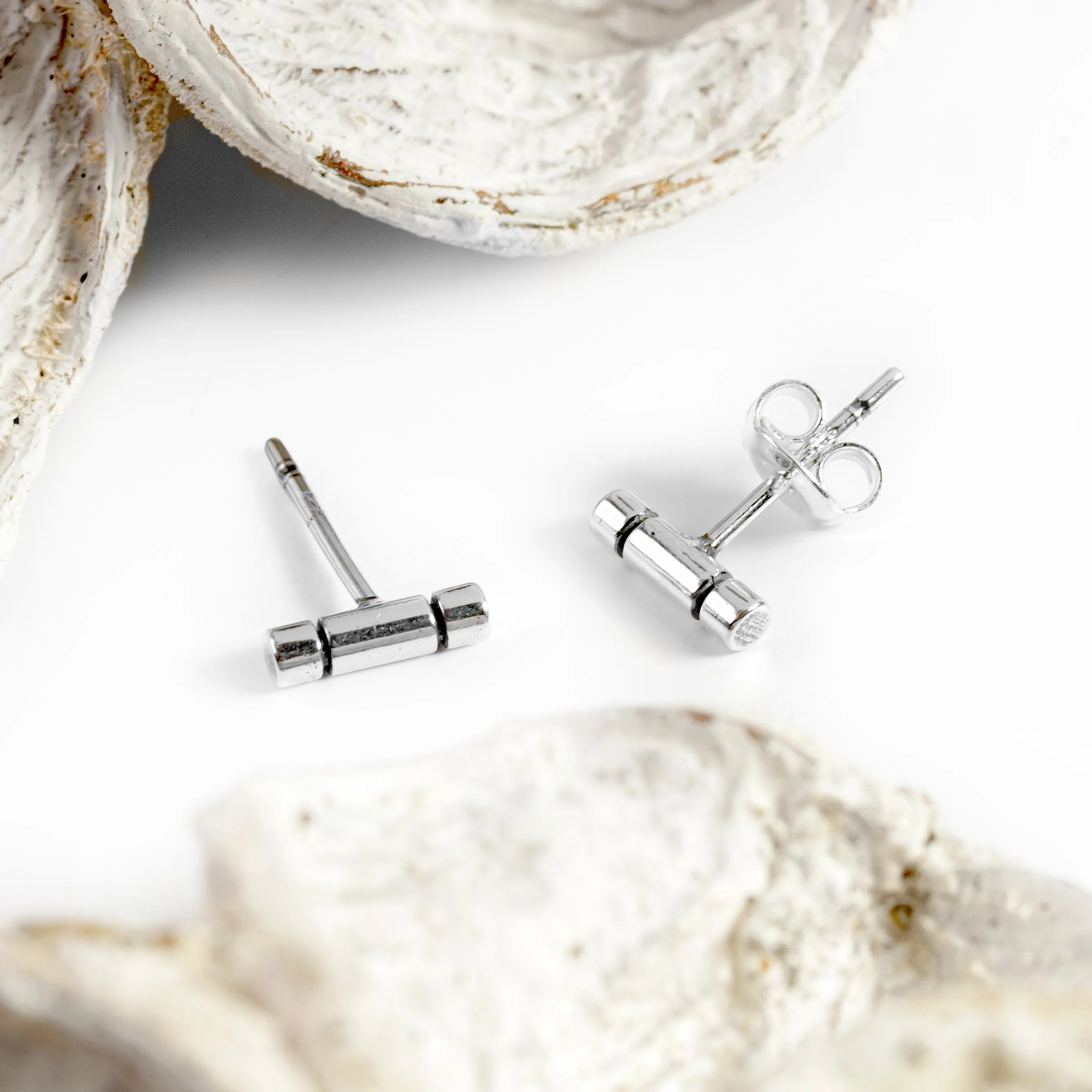 Silver Totem Bar Stud Earrings sold by Henryka product image thumbnail 5