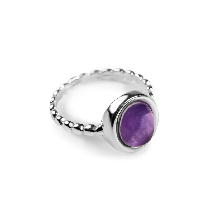 Large Oval Ring in Silver and Amethyst sold by Henryka