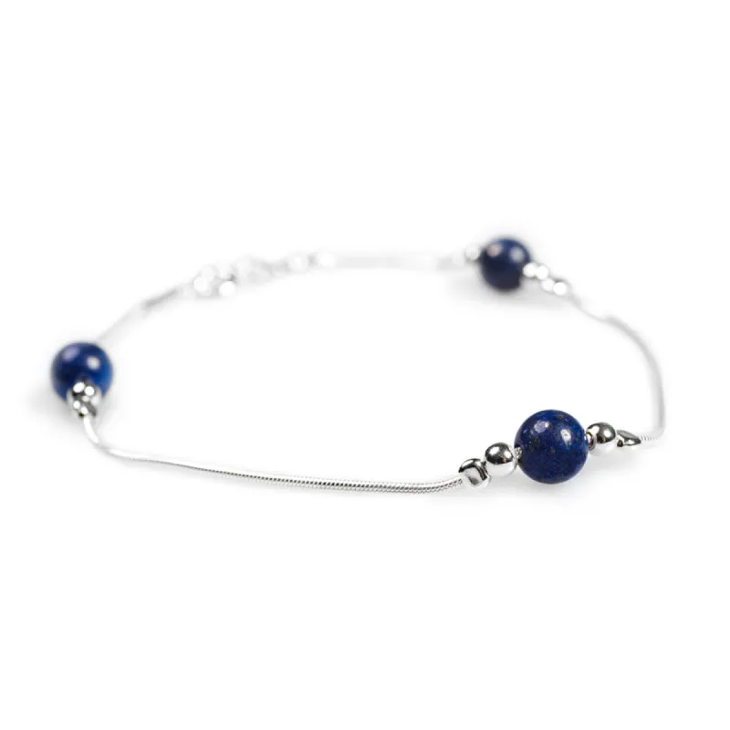 Bead Bracelet in Silver and Lapis Lazuli sold by Henryka