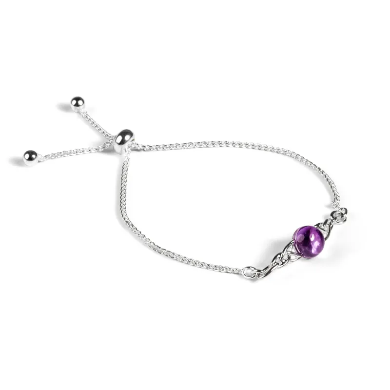 Celtic Style Adjustable Friendship Bracelet in Silver and Amethyst sold by Henryka