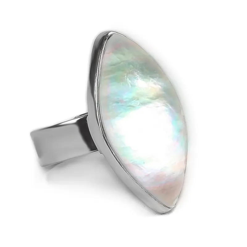 Natural Mother of Pearl Adjustable Ring - Natural Designer Gemstone sold by Henryka