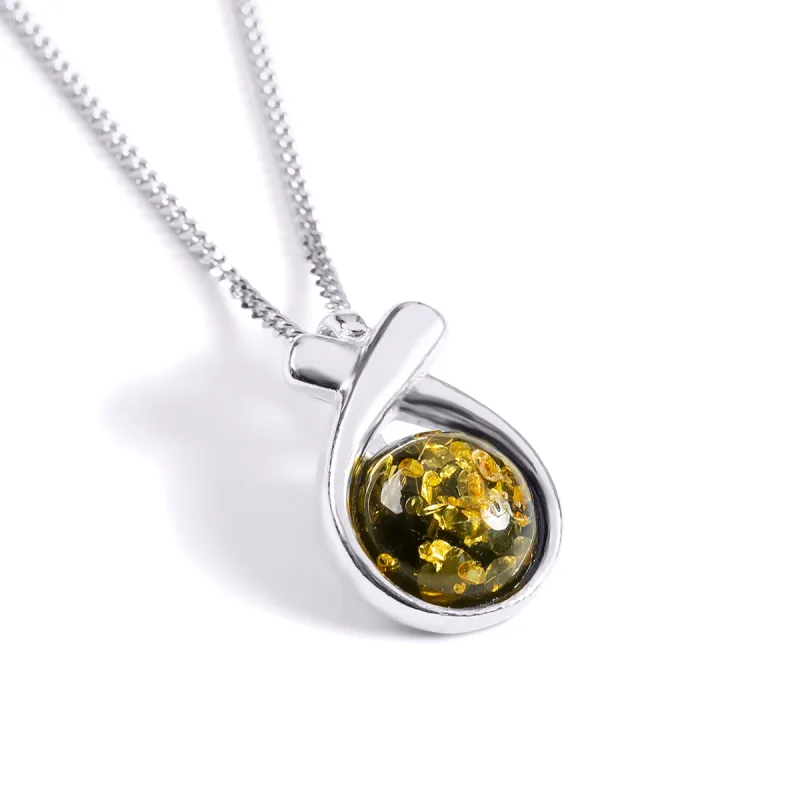 Sealed With A Kiss Necklace in Silver and Green Amber sold by Henryka