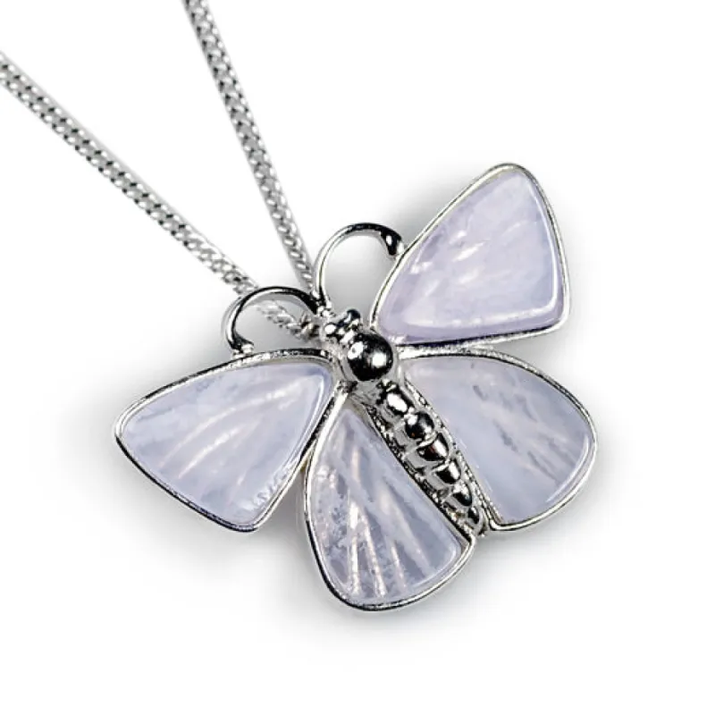 Common Blue Butterfly Necklace in Silver and Blue Lace Agate sold by Henryka