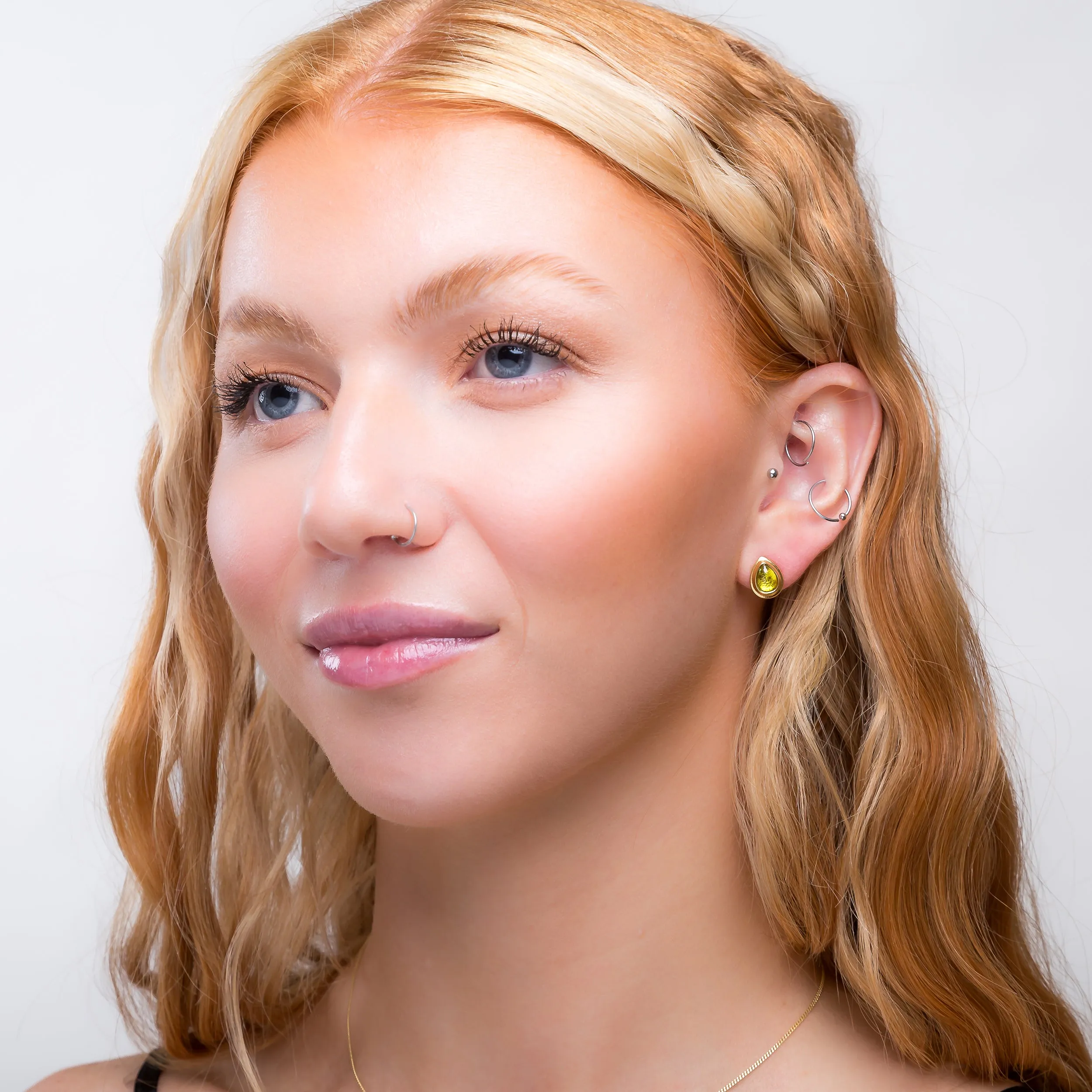 Classic Teardrop Stud Earrings in Silver with 24ct Gold & Peridot sold by Henryka product image thumbnail 3