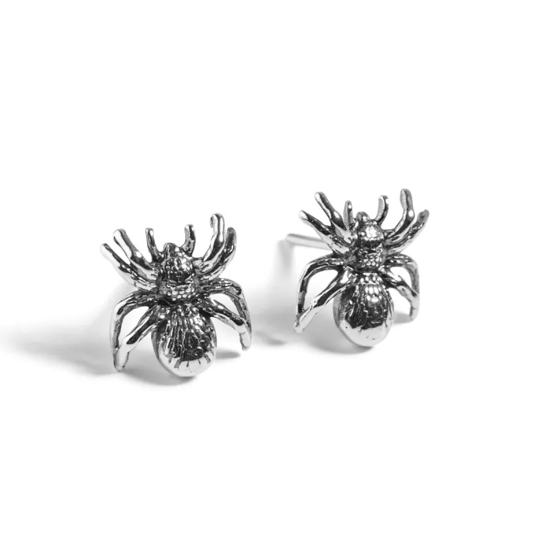 Tarantula Spider Stud Earrings in Silver sold by Henryka