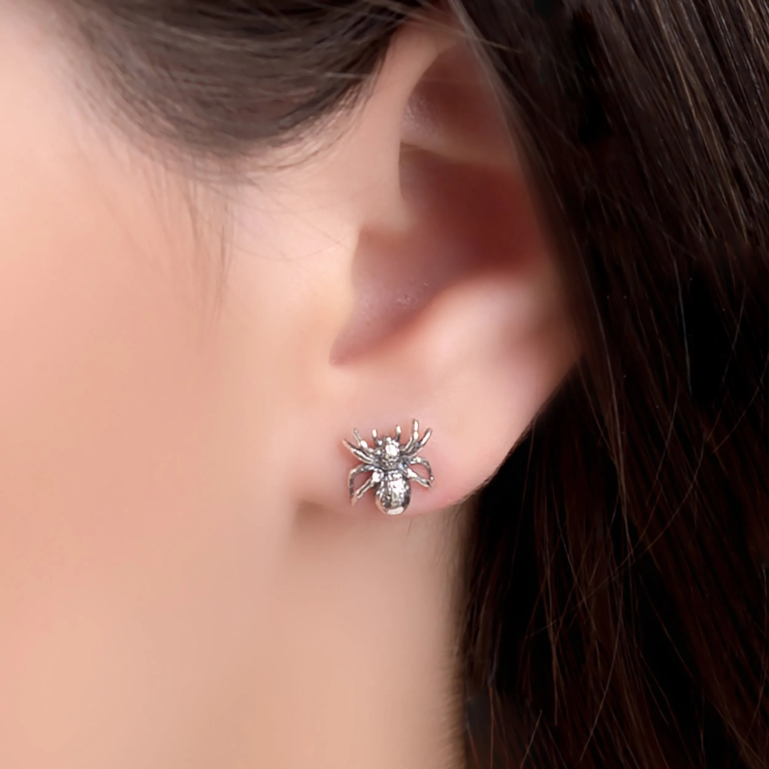 Tarantula Spider Stud Earrings in Silver sold by Henryka product image thumbnail 2