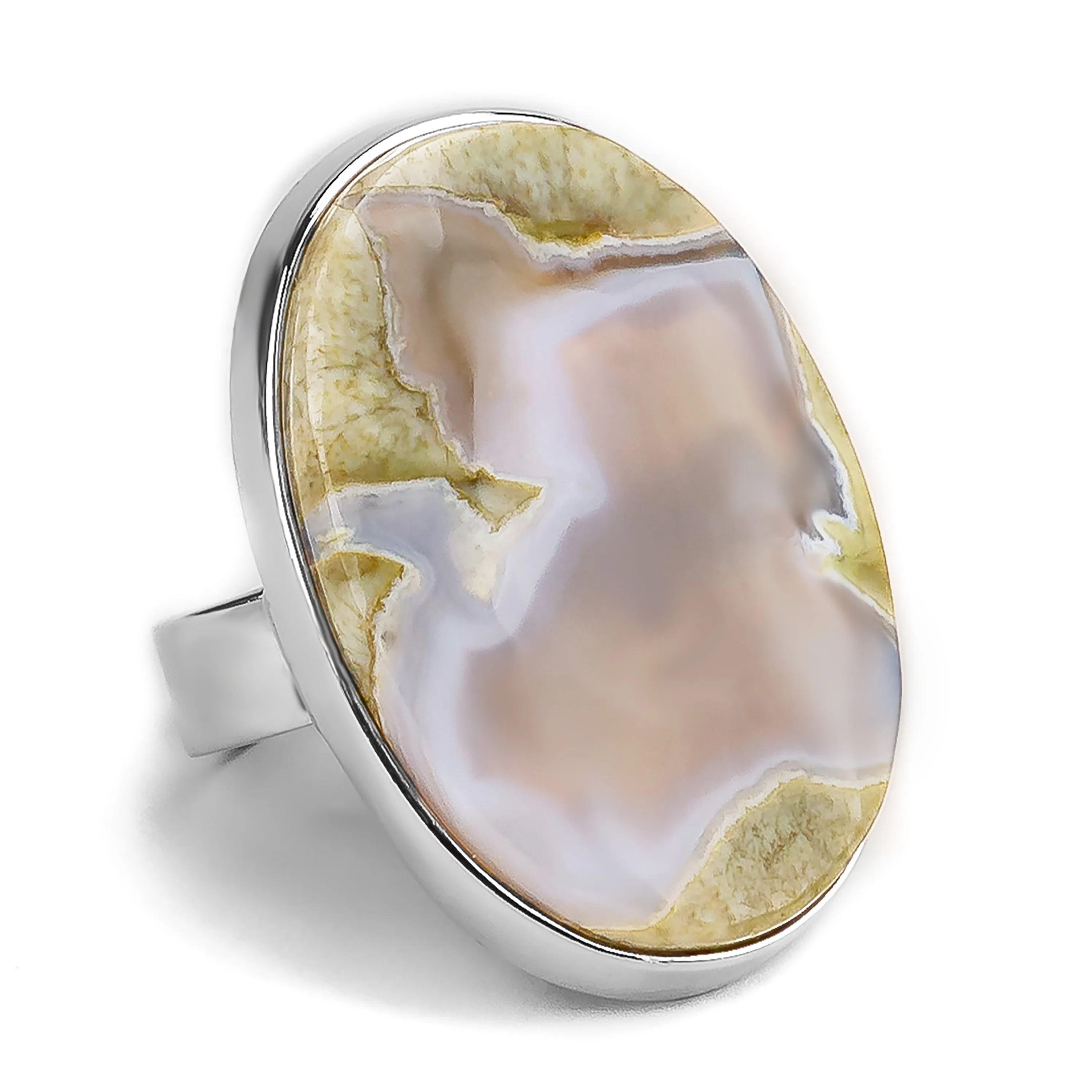Rainforest Jasper Adjustable Statement Ring - Natural Designer Gemstone sold by Henryka