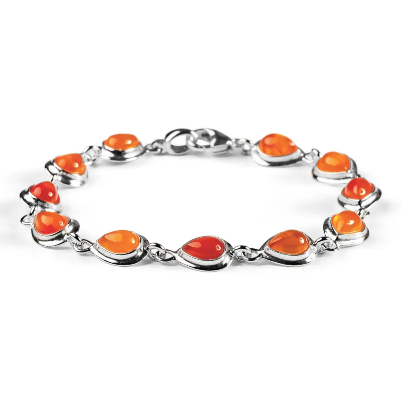 Classic Teardrop Link Bracelet in Silver and Carnelian sold by Henryka