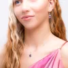 Leaf Motif Hook Earrings in Silver & Garnet sold by Henryka