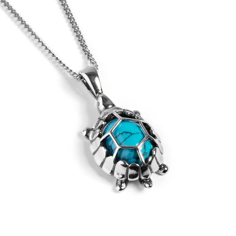 Turtle / Tortoise Necklace in Silver and Turquoise sold by Henryka