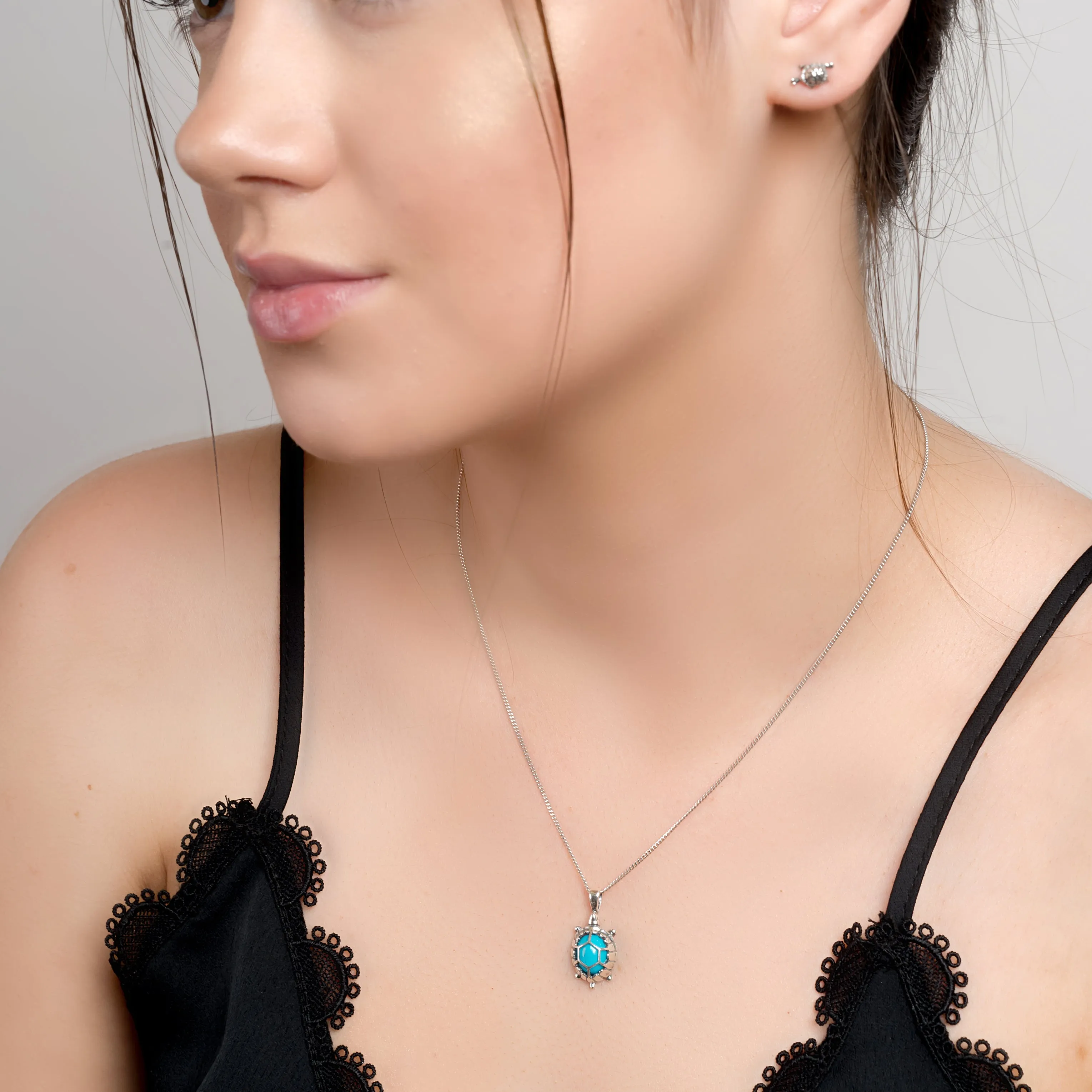 Turtle / Tortoise Necklace in Silver and Turquoise sold by Henryka product image thumbnail 3