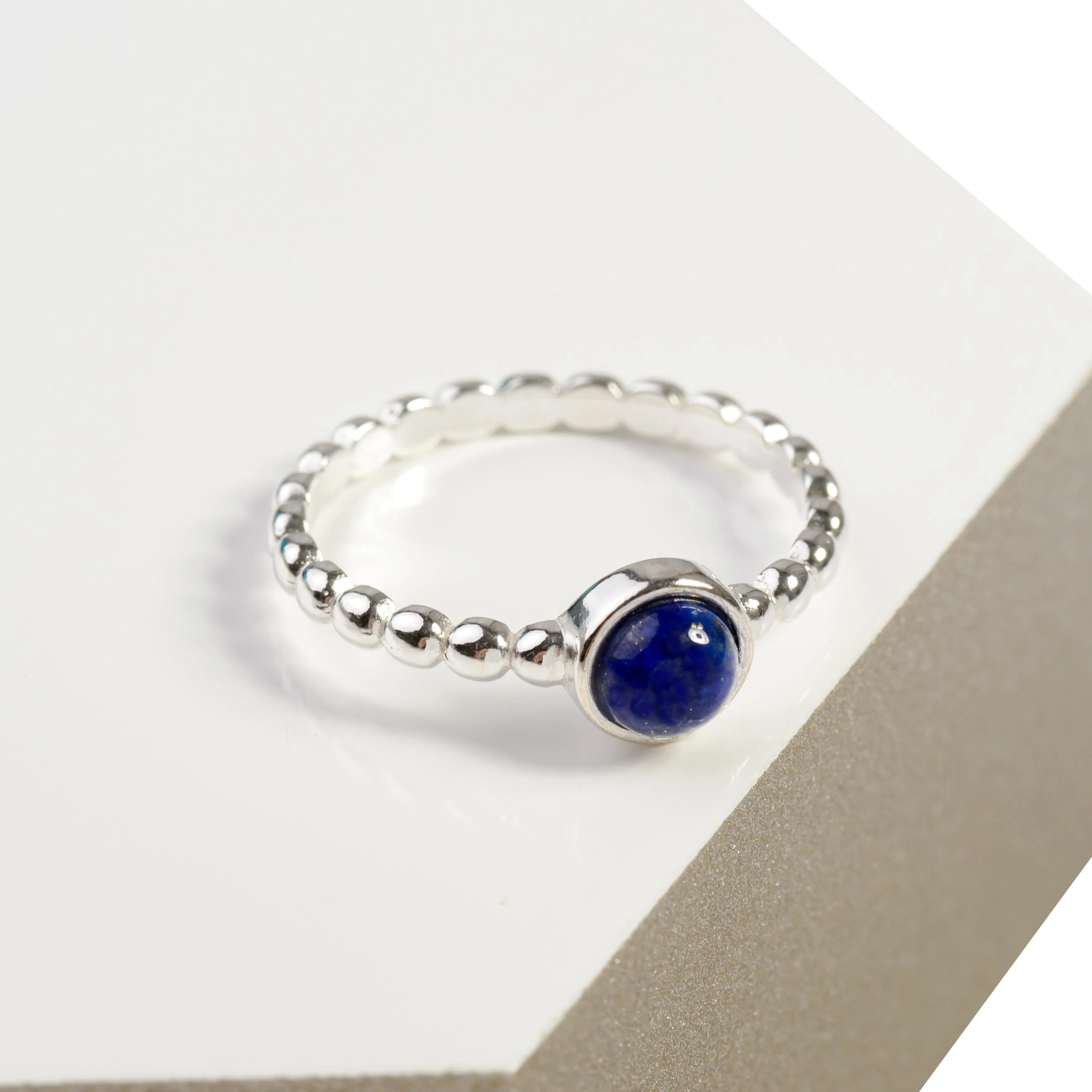 Round Charm Bead Ring in Silver and Lapis Lazuli sold by Henryka product image thumbnail 5