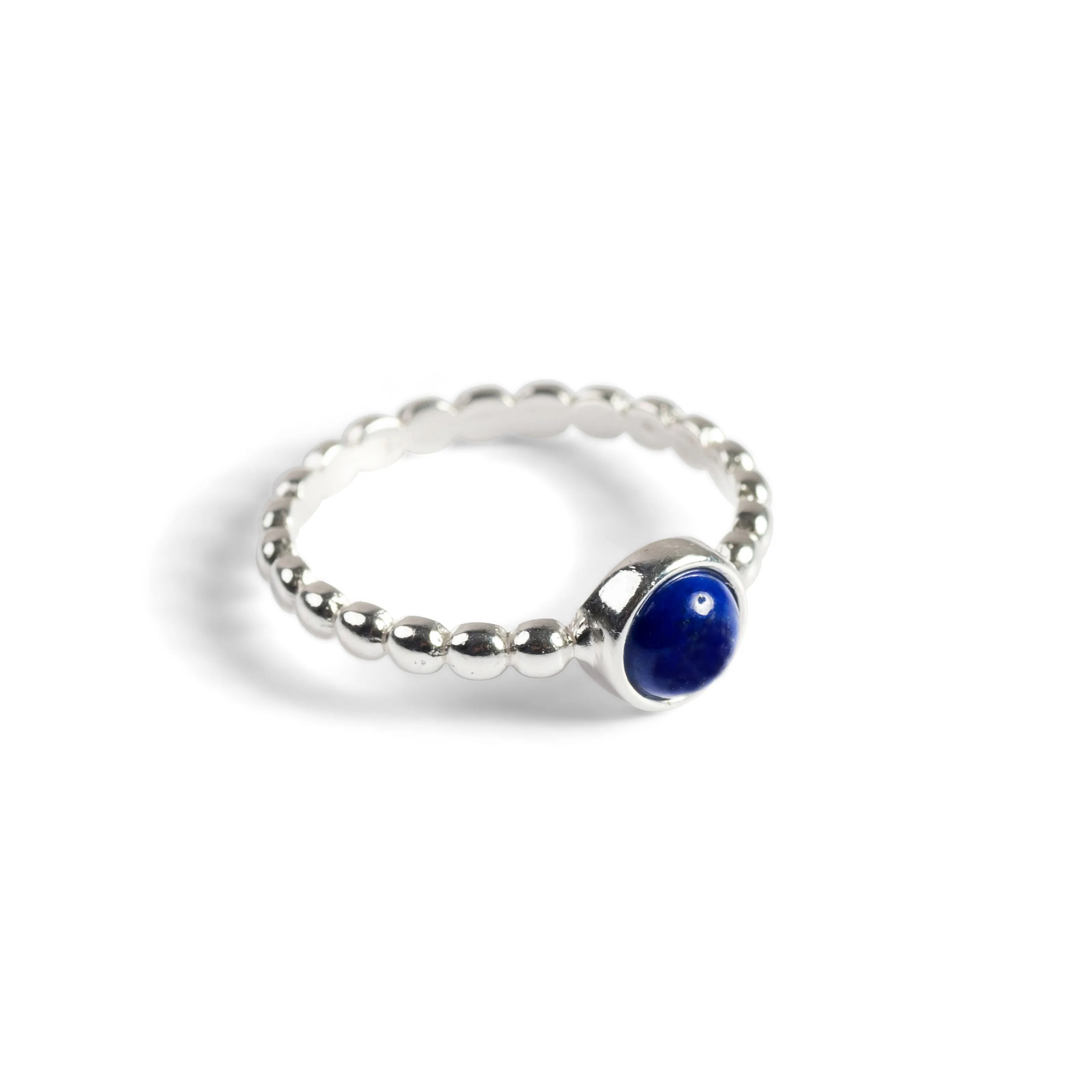 Round Charm Bead Ring in Silver and Lapis Lazuli sold by Henryka