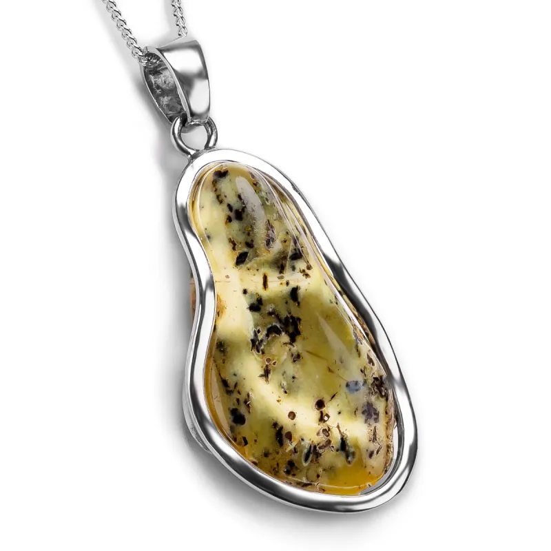 Raw Natural White Baltic Amber Necklace - Natural Designer Gemstone sold by Henryka