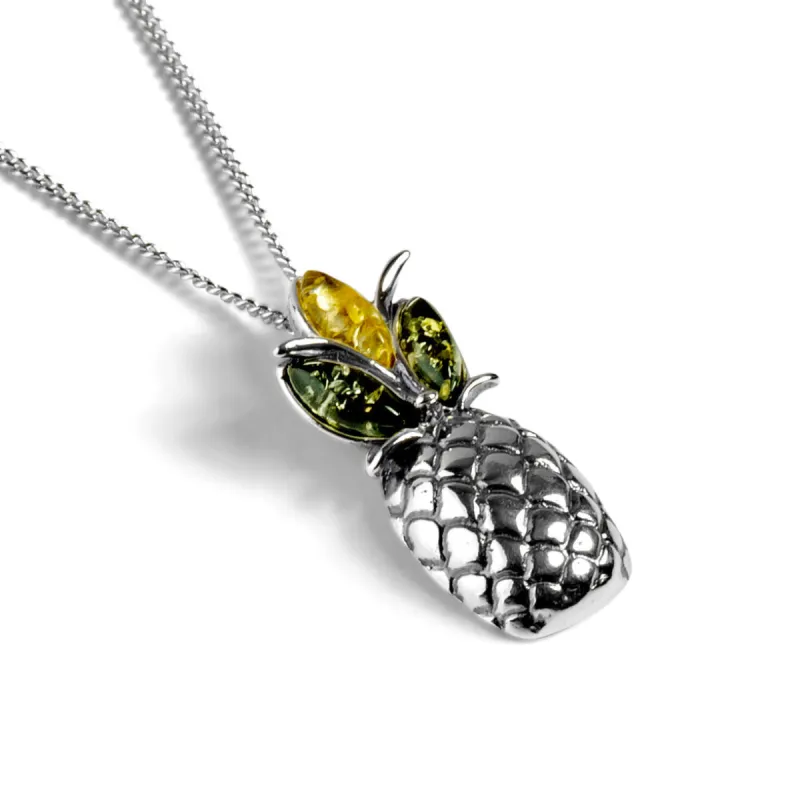 Pineapple Necklace in Silver and Amber sold by Henryka
