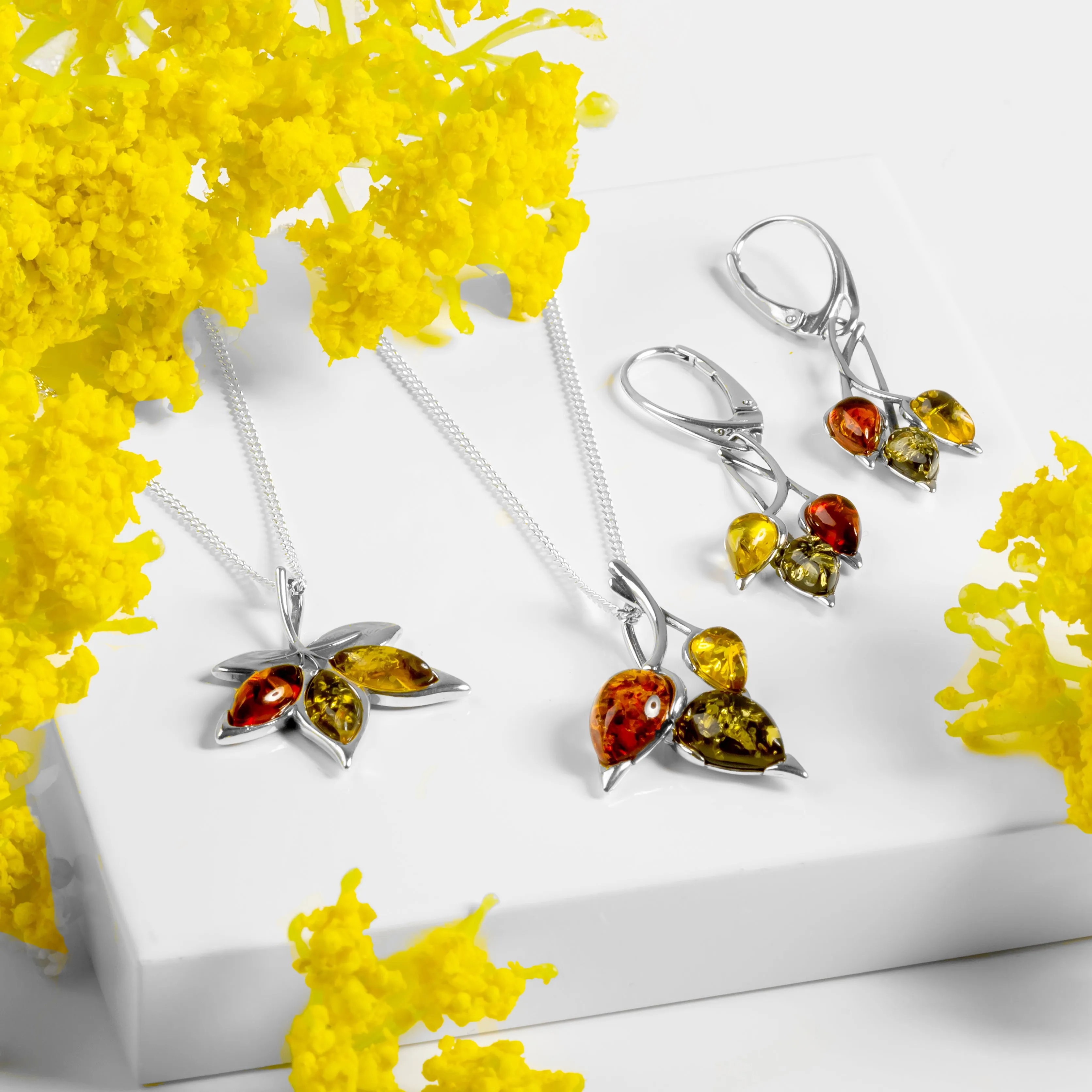 Autumn Maple Leaf Necklace in Silver and Amber sold by Henryka product image thumbnail 5