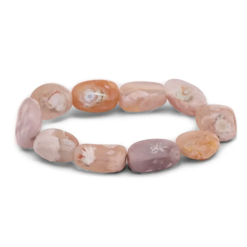 Pebble Bead Bracelet in Cherry Blossom Agate made by Henryka