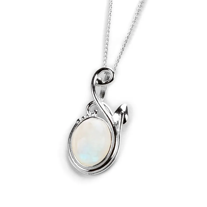 Leaf Motif Necklace in Silver and Moonstone sold by Henryka