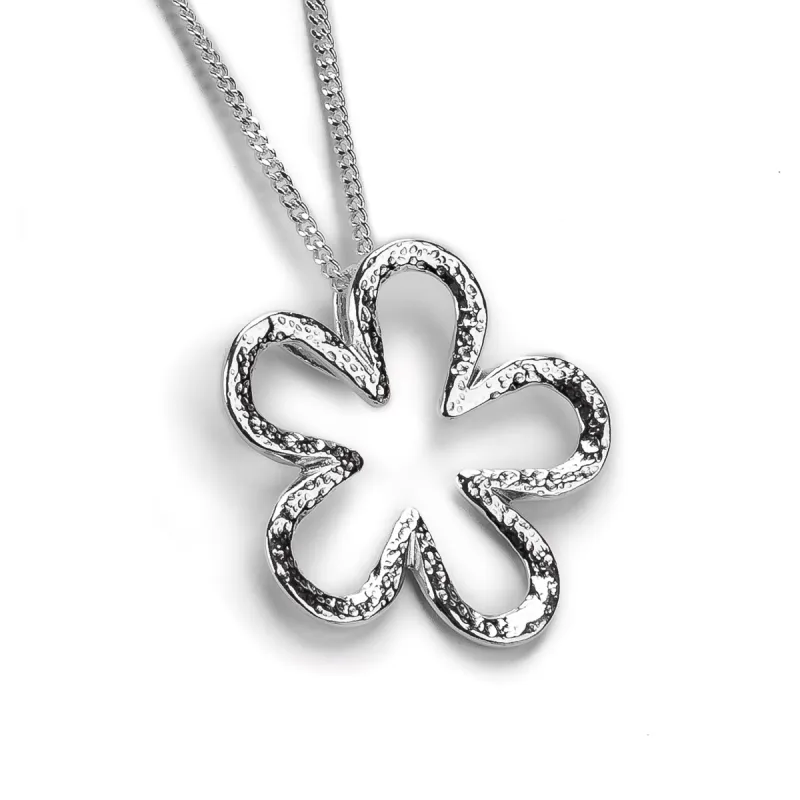Open Flower Necklace in Silver sold by Henryka