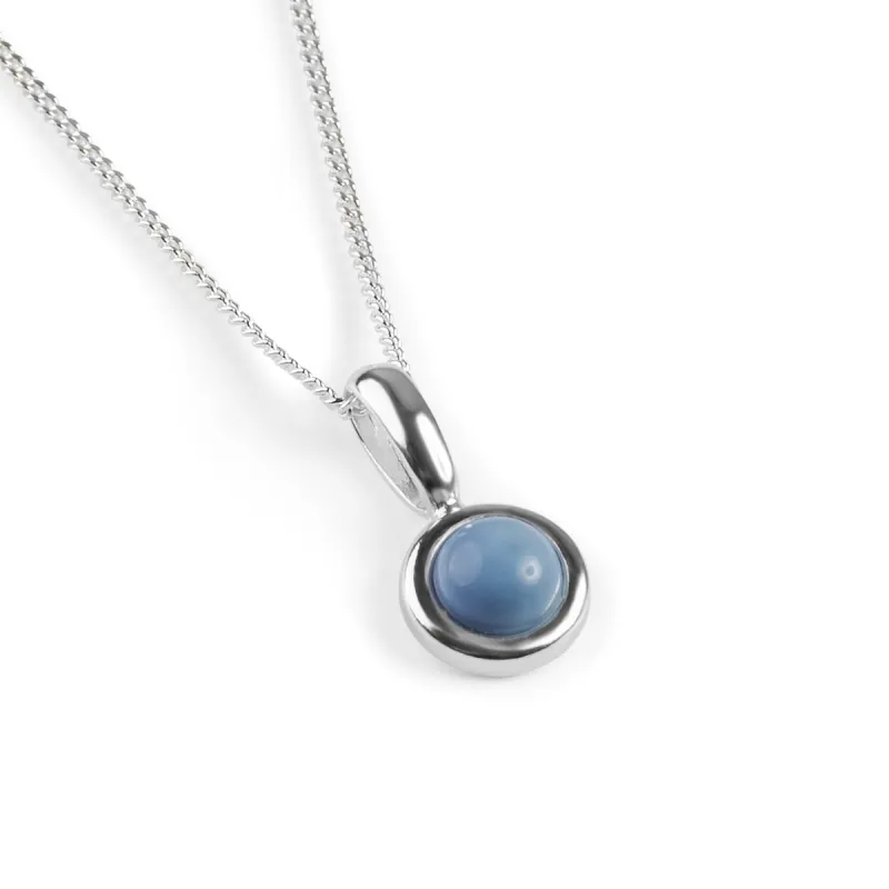 Round Charm Necklace in Silver and Blue Opal sold by Henryka
