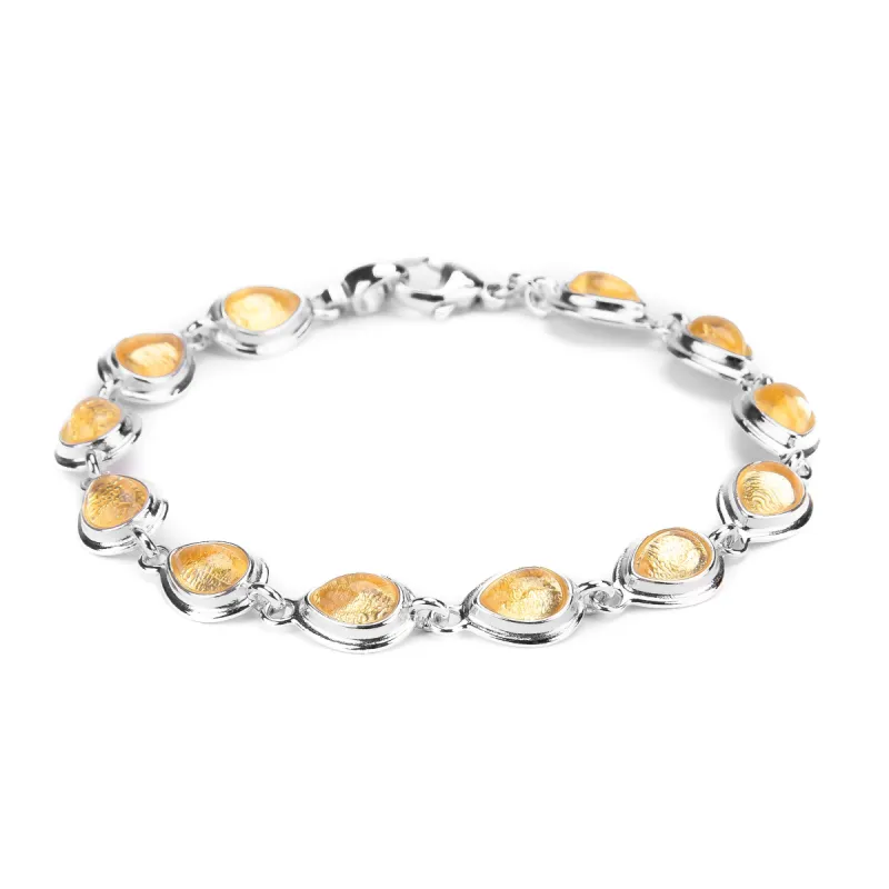 Classic Teardrop Link Bracelet in Silver and Citrine sold by Henryka