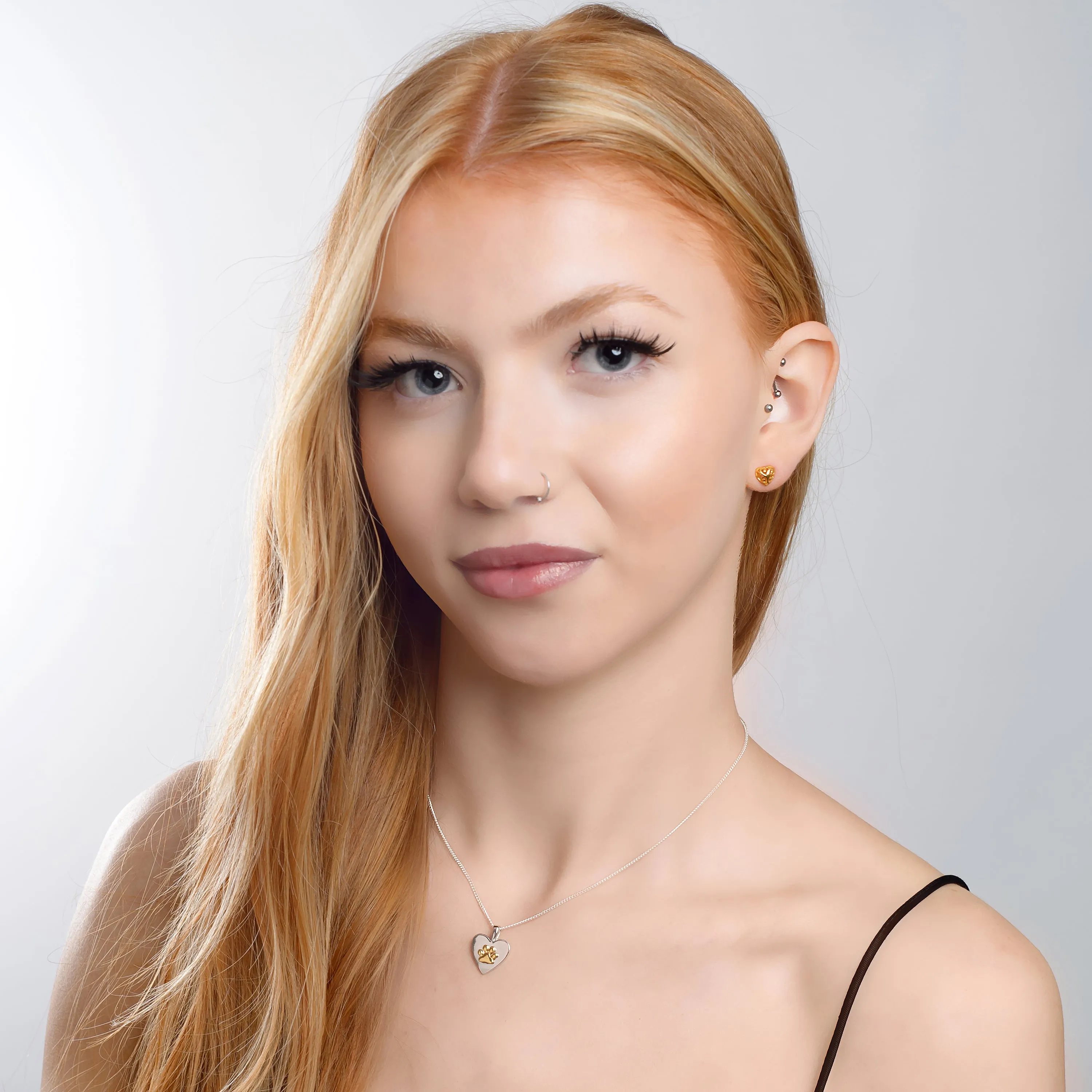 Paw Print Heart Necklace in Silver & 18ct Gold Vermeil sold by Henryka product image thumbnail 3