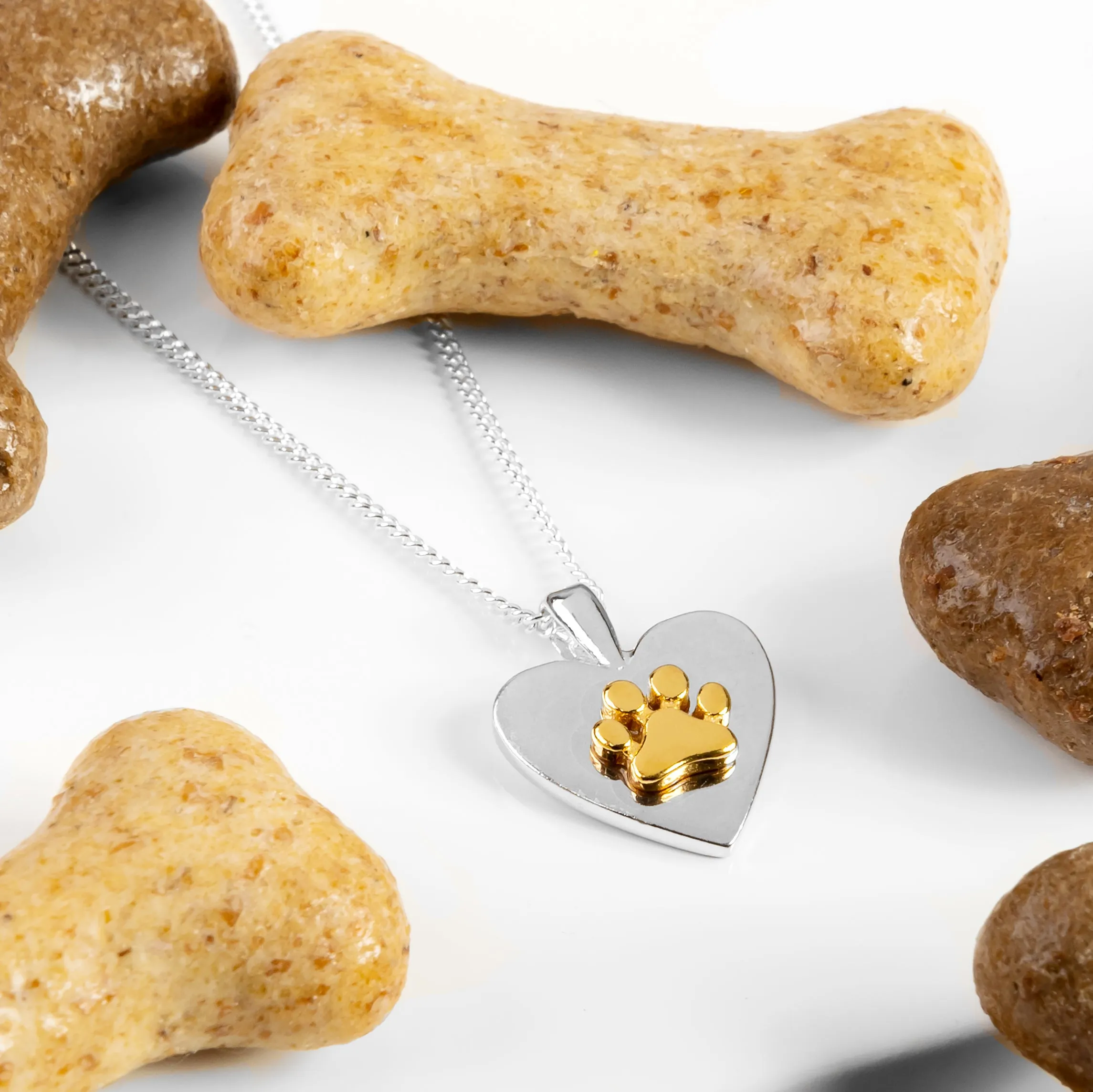 Paw Print Heart Necklace in Silver & 18ct Gold Vermeil sold by Henryka product image thumbnail 5