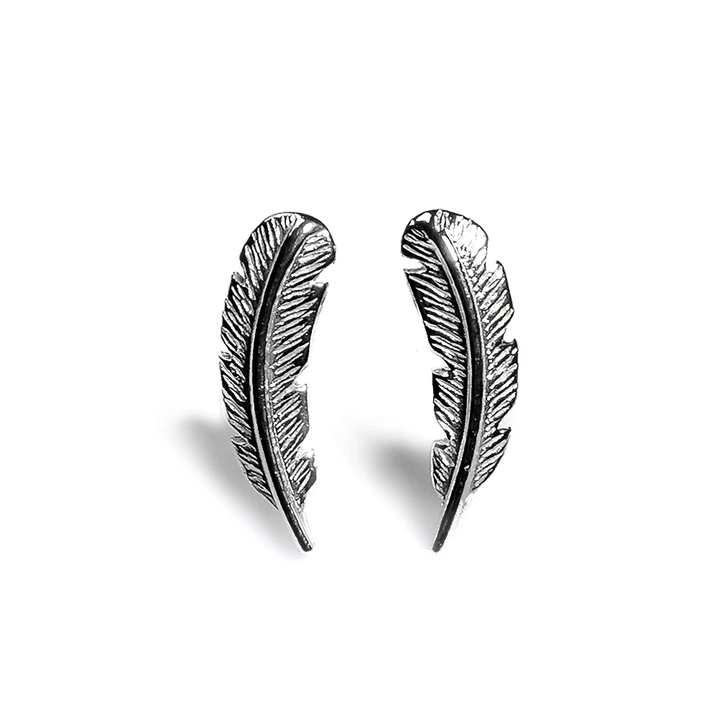 Feather Stud Earrings in Silver sold by Henryka