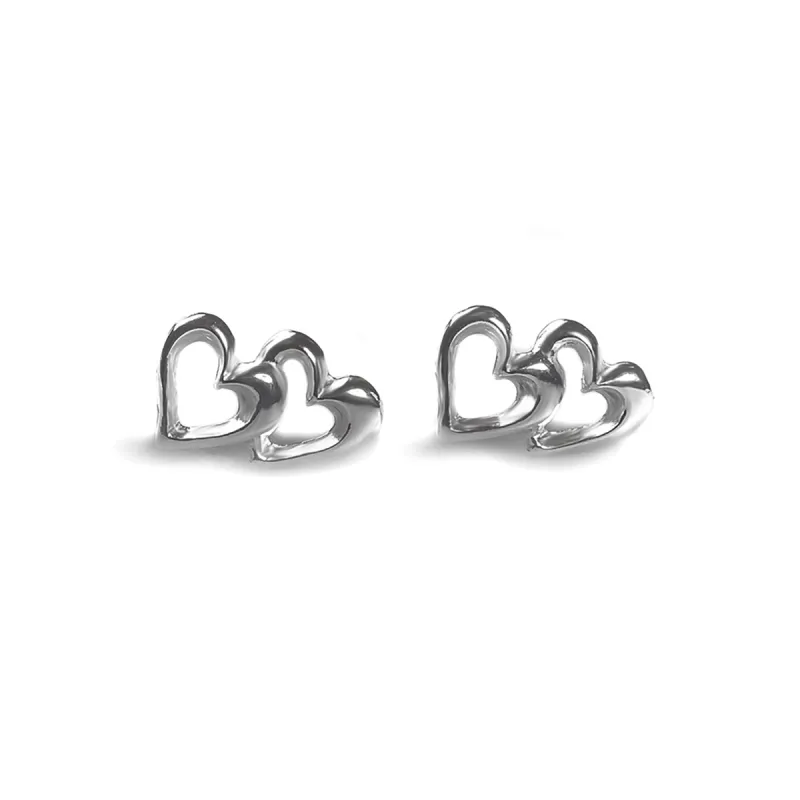 Heart Link Stud Earrings in Silver sold by Henryka