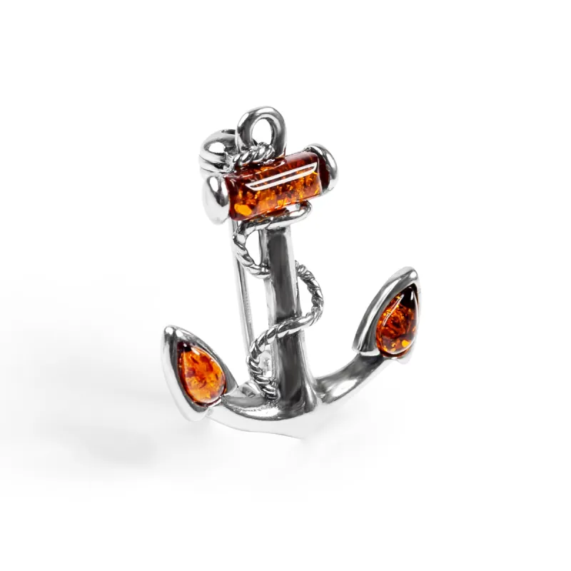 Anchor Brooch in Silver and Amber sold by Henryka