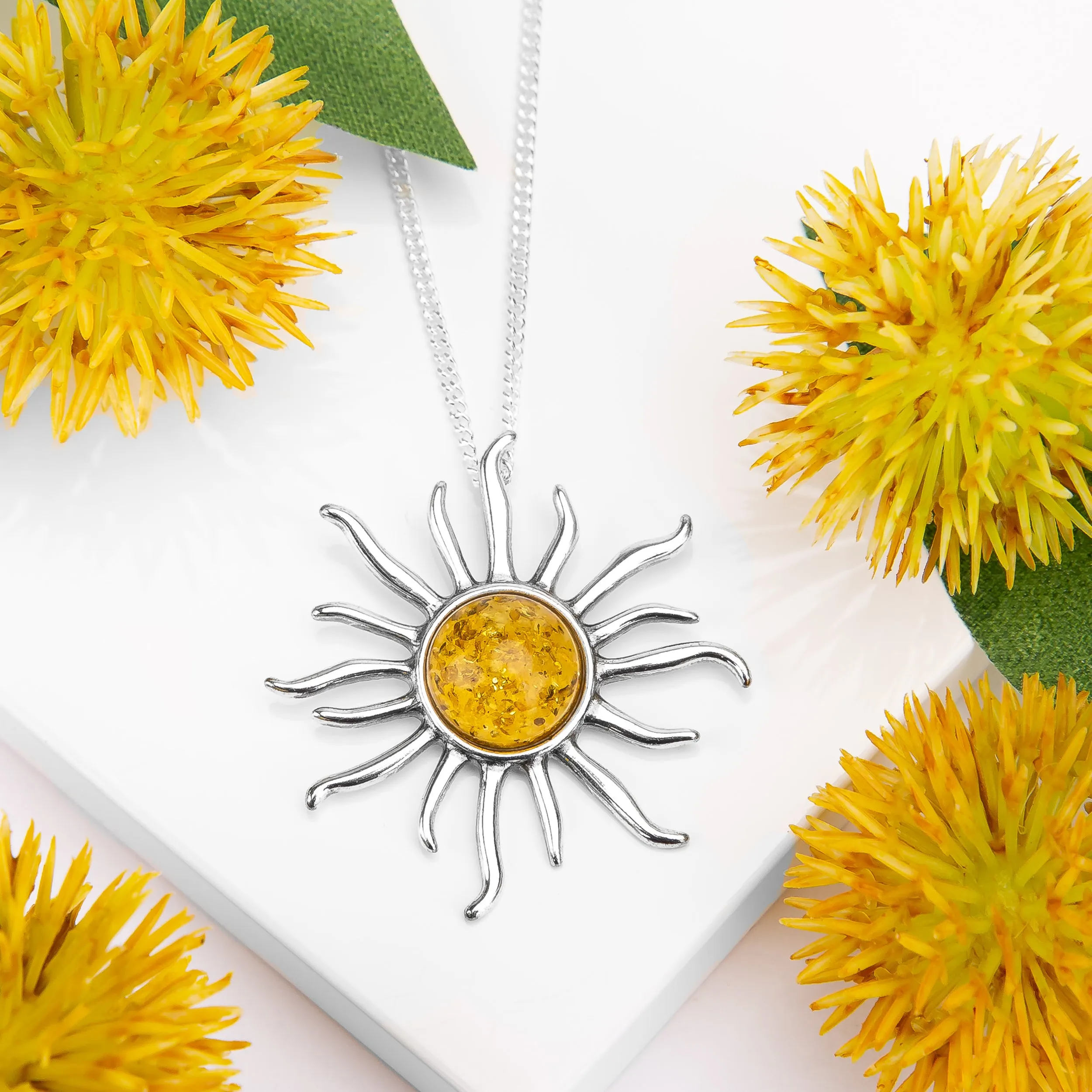 Sun Goddess Necklace in Silver and Yellow Amber sold by Henryka product image thumbnail 4
