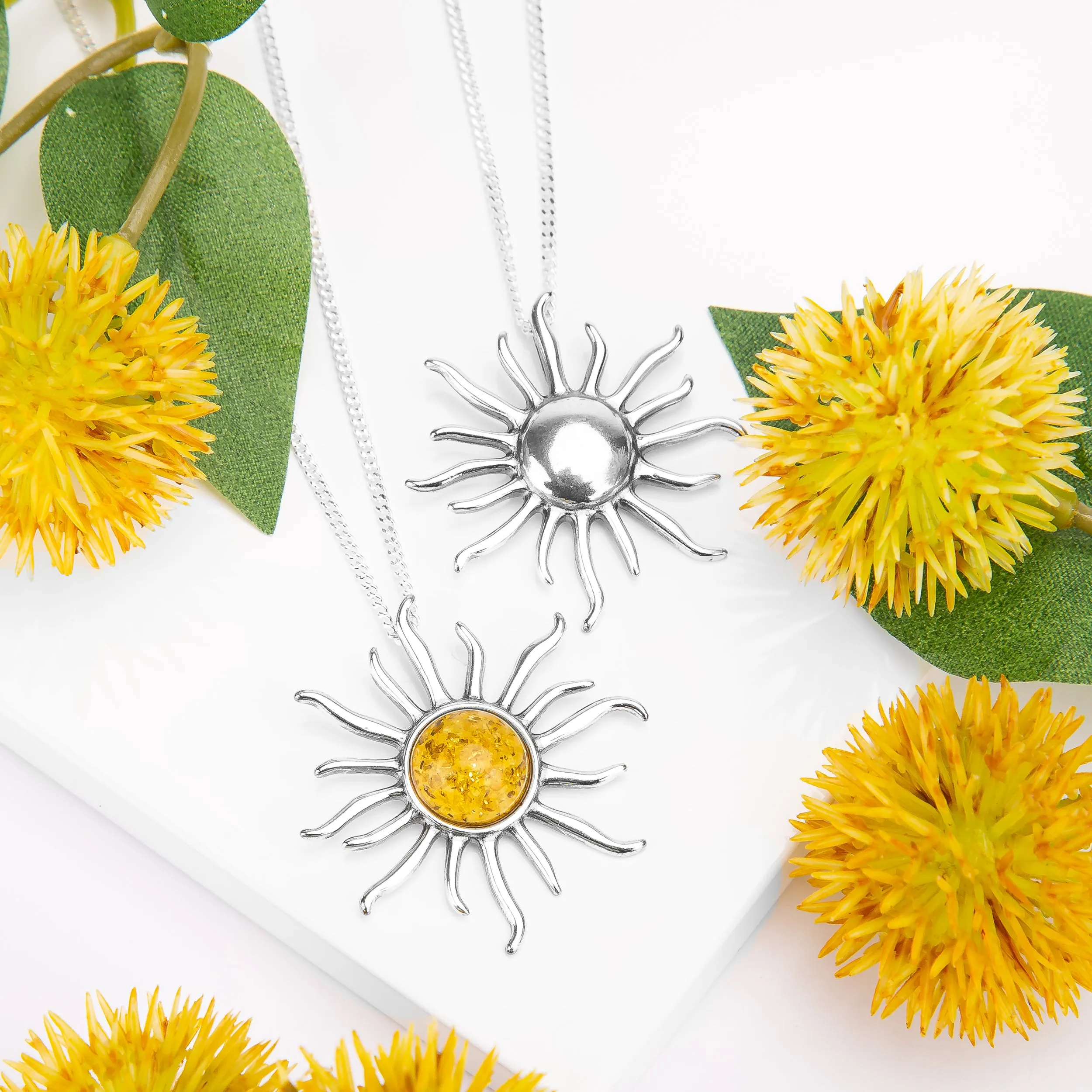 Sun Goddess Necklace in Silver and Yellow Amber sold by Henryka product image thumbnail 5