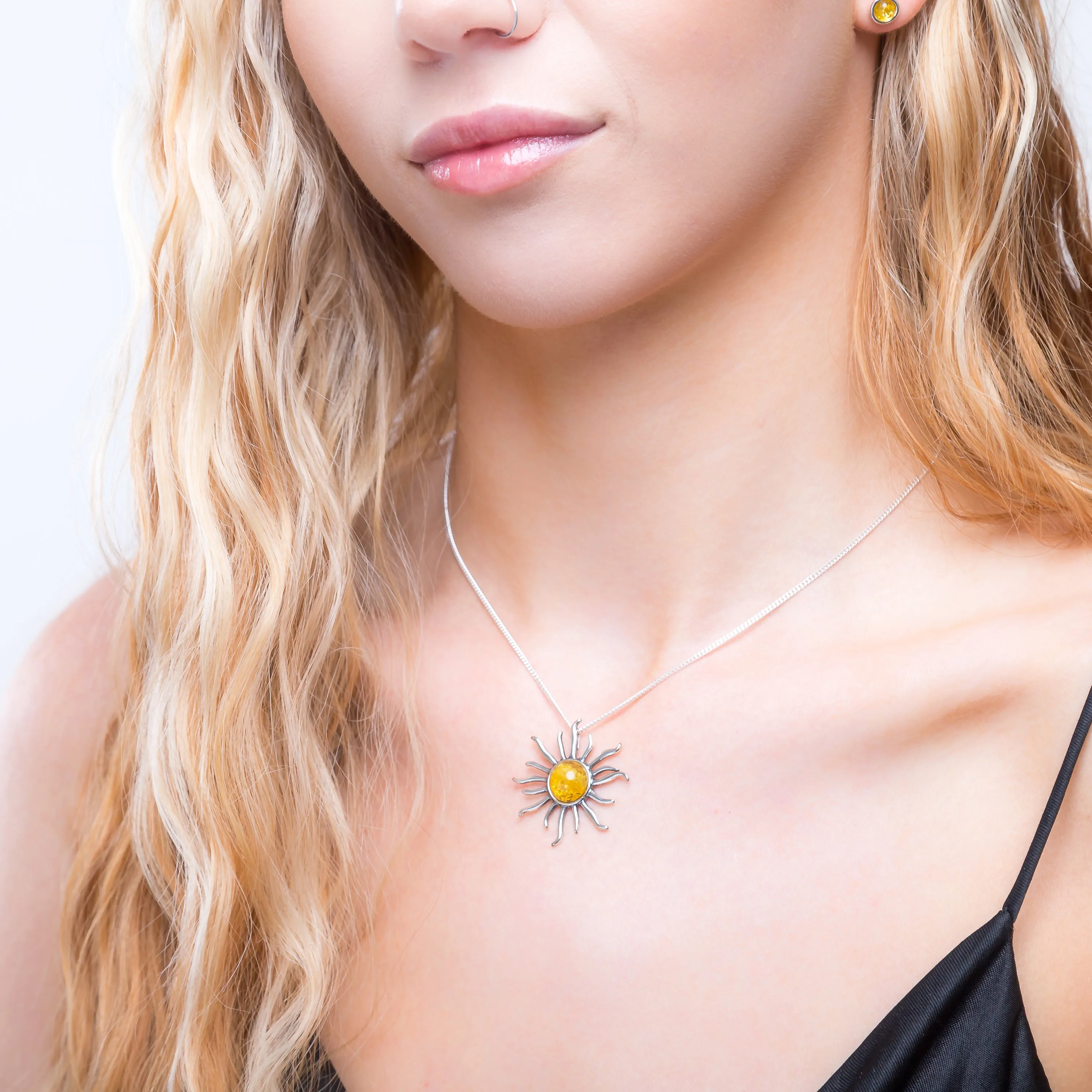 Sun Goddess Necklace in Silver and Yellow Amber sold by Henryka product image thumbnail 3