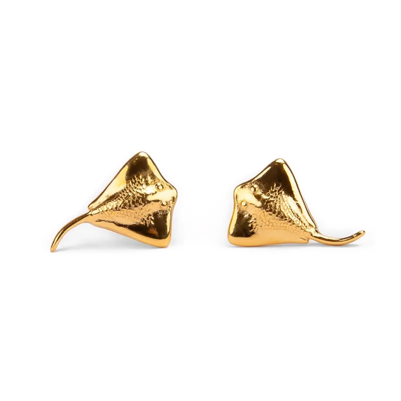 Stingray Stud Earrings in Silver with 24ct Gold sold by Henryka
