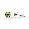 Small Round Stud Earrings in Silver and Peridot sold by Henryka