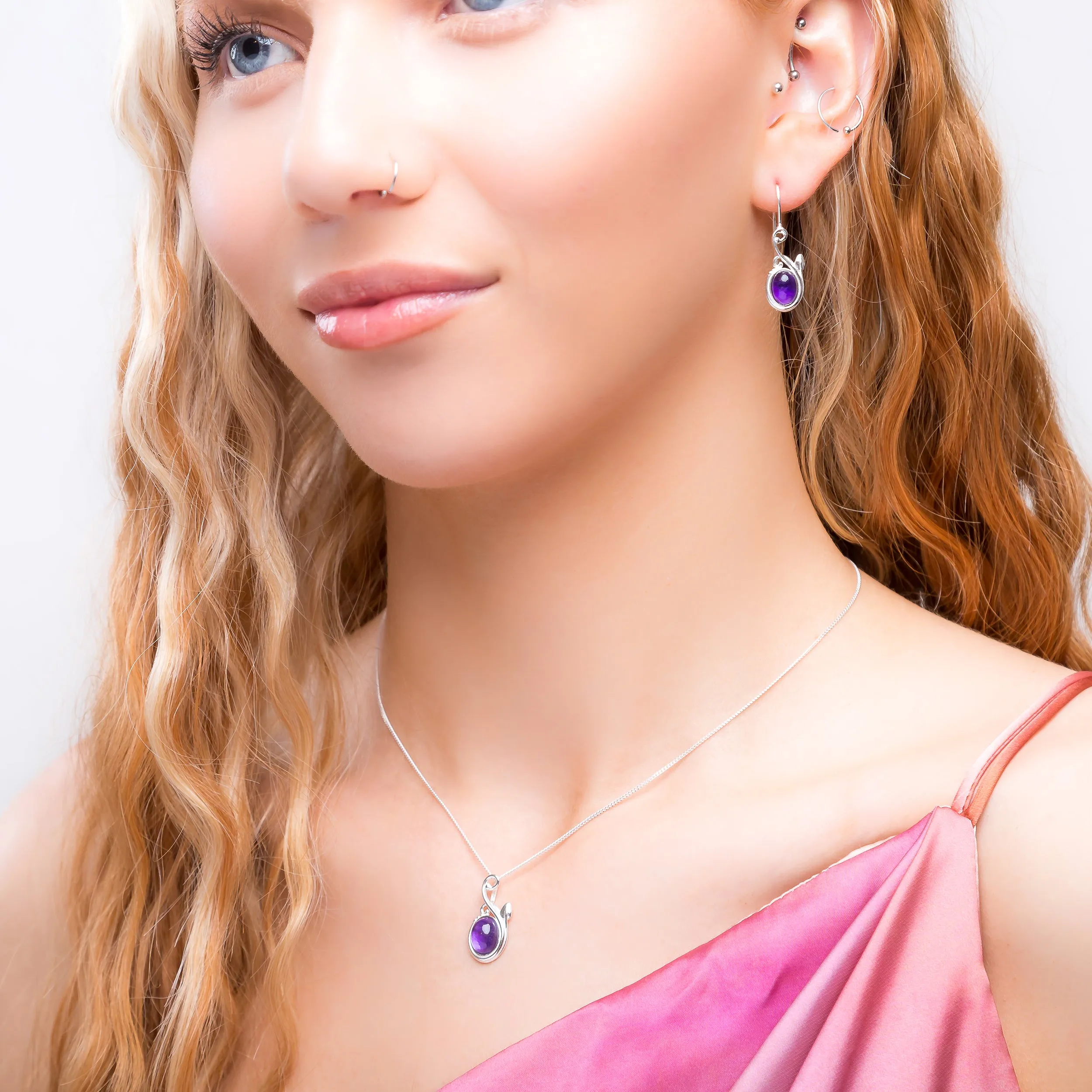 Leaf Motif Necklace in Silver and Amethyst sold by Henryka product image thumbnail 3