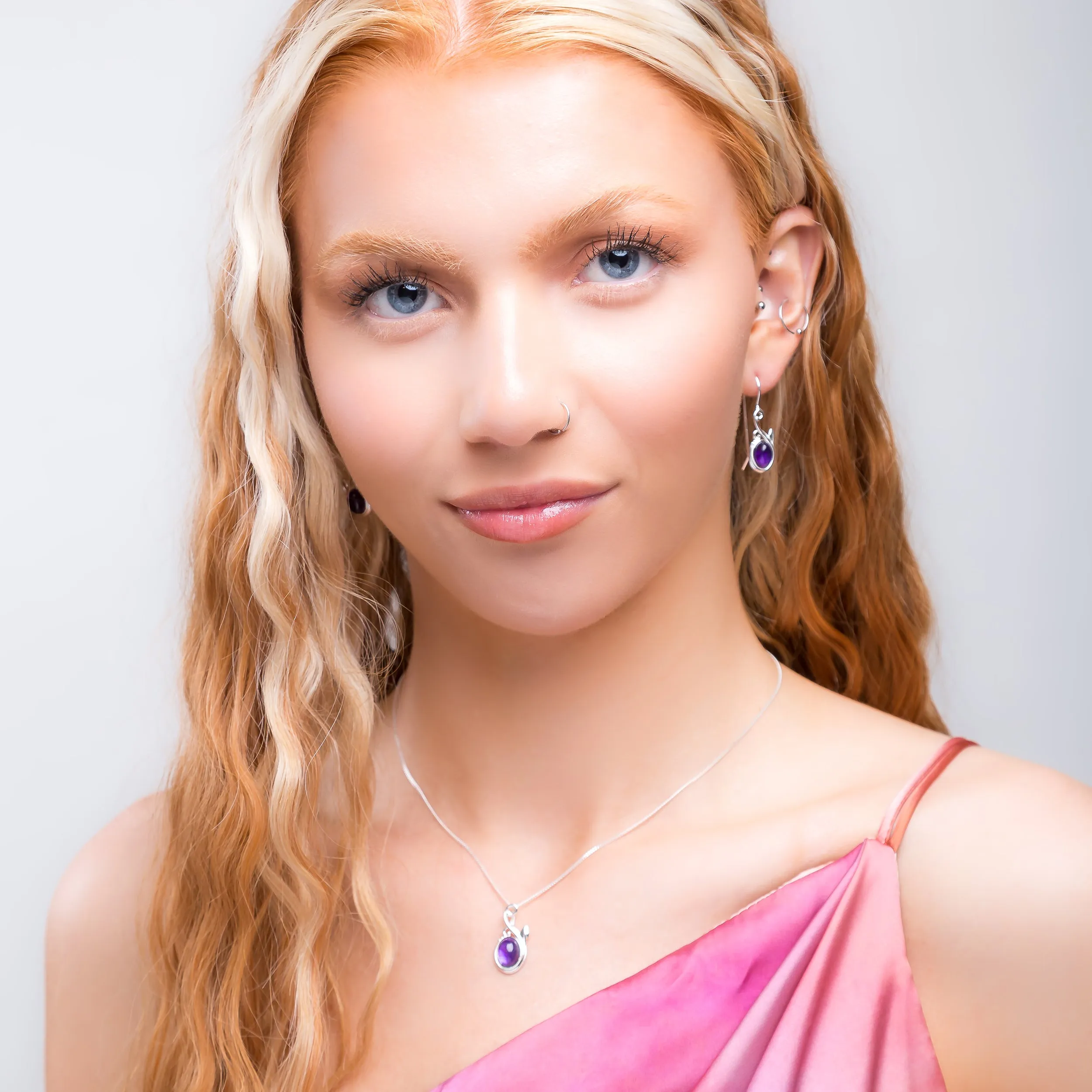 Leaf Motif Necklace in Silver and Amethyst sold by Henryka product image thumbnail 4