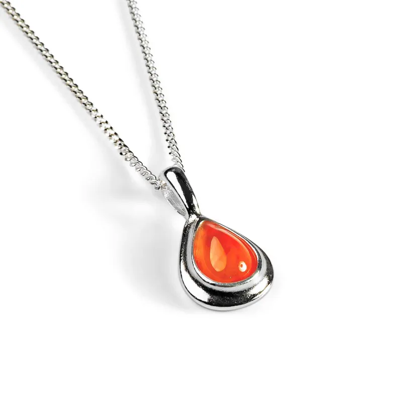 Classic Teardrop Necklace in Silver and Carnelian sold by Henryka