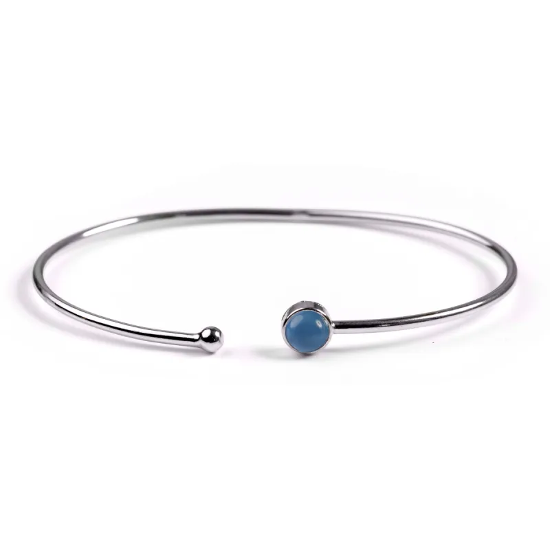 Simple Solo Cuff Bangle in Silver and Owyhee Blue Opal sold by Henryka
