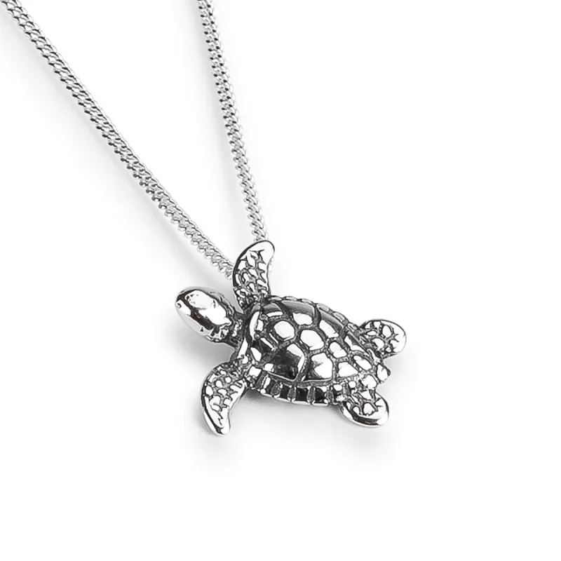 Miniature Sea Turtle Necklace in Silver sold by Henryka