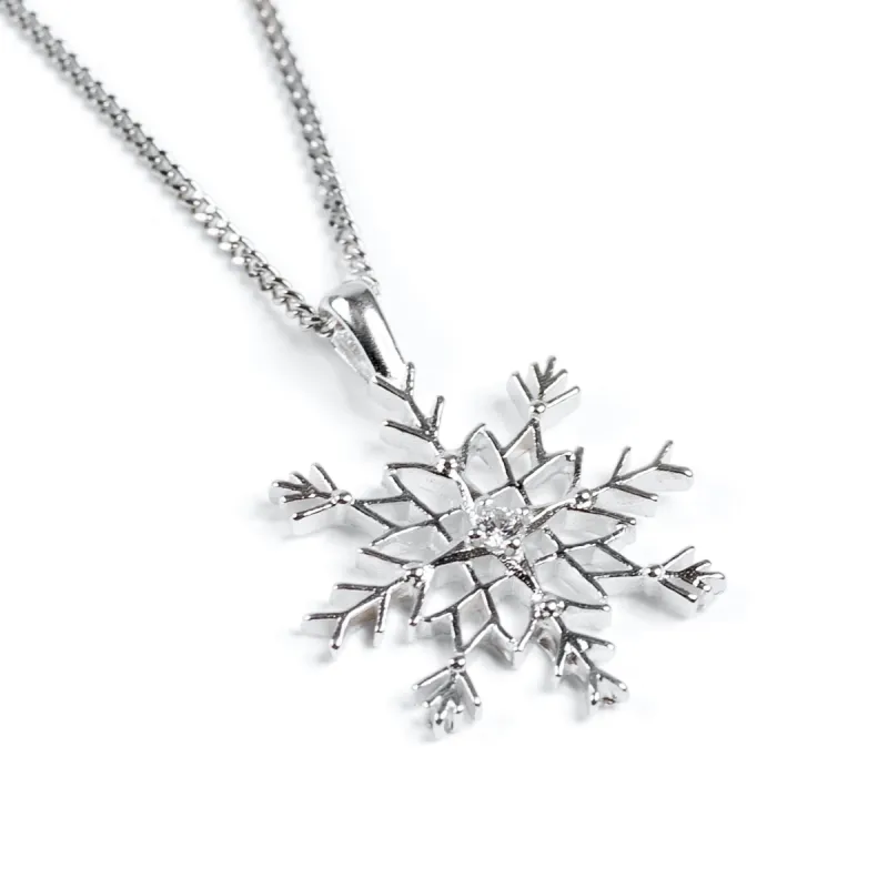 Sparkling Snowflake Necklace in Silver and Cubic Zirconia sold by Henryka