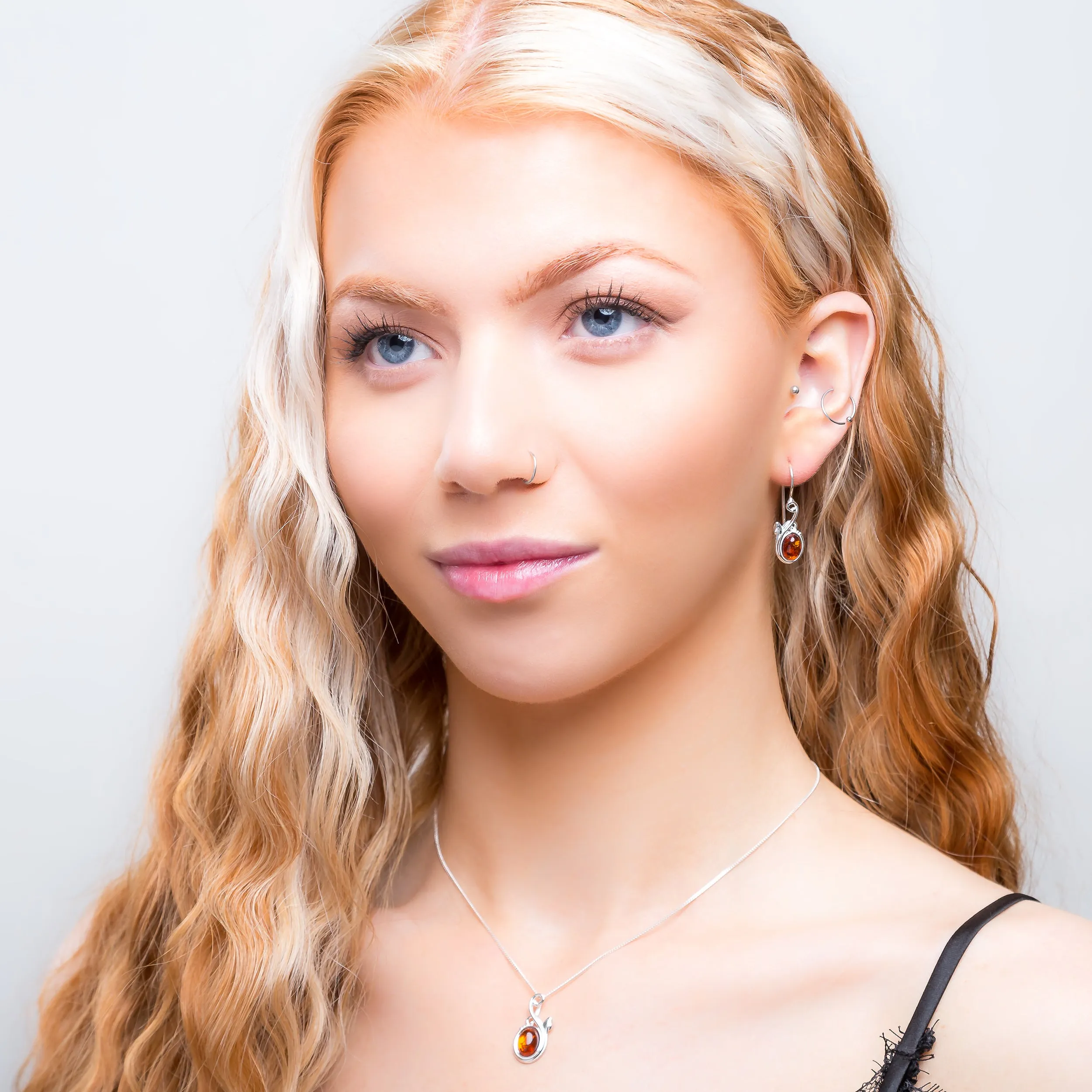 Leaf Motif Necklace in Silver and Amber sold by Henryka product image thumbnail 4