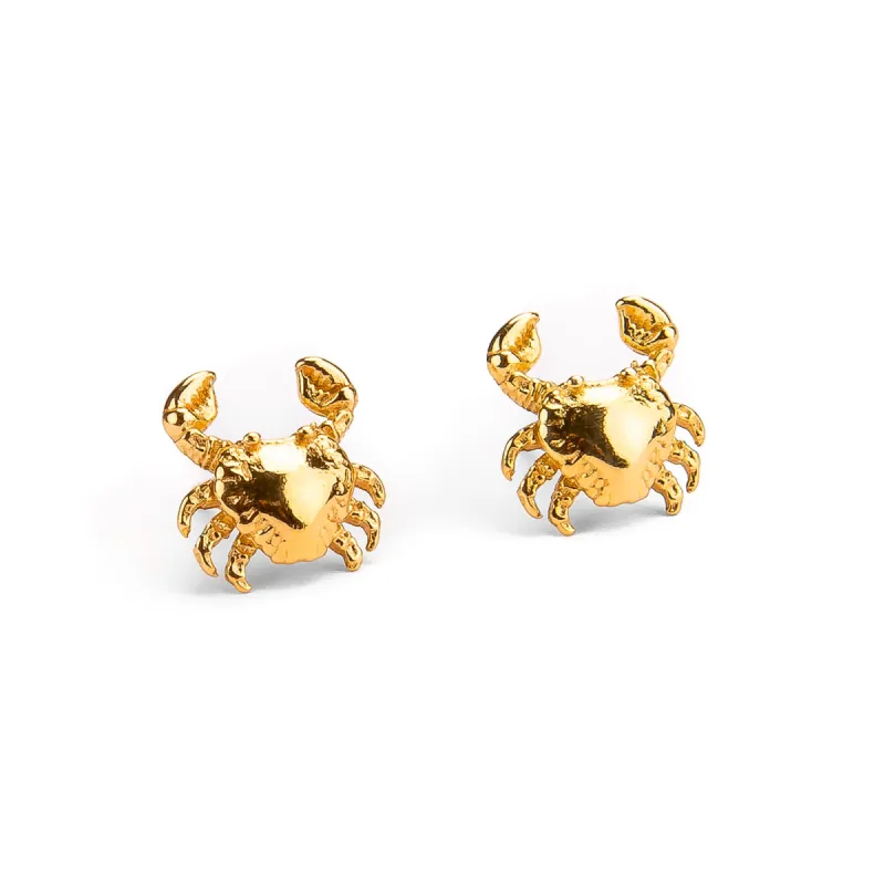 Crab Stud Earrings in Silver with 24ct Gold sold by Henryka