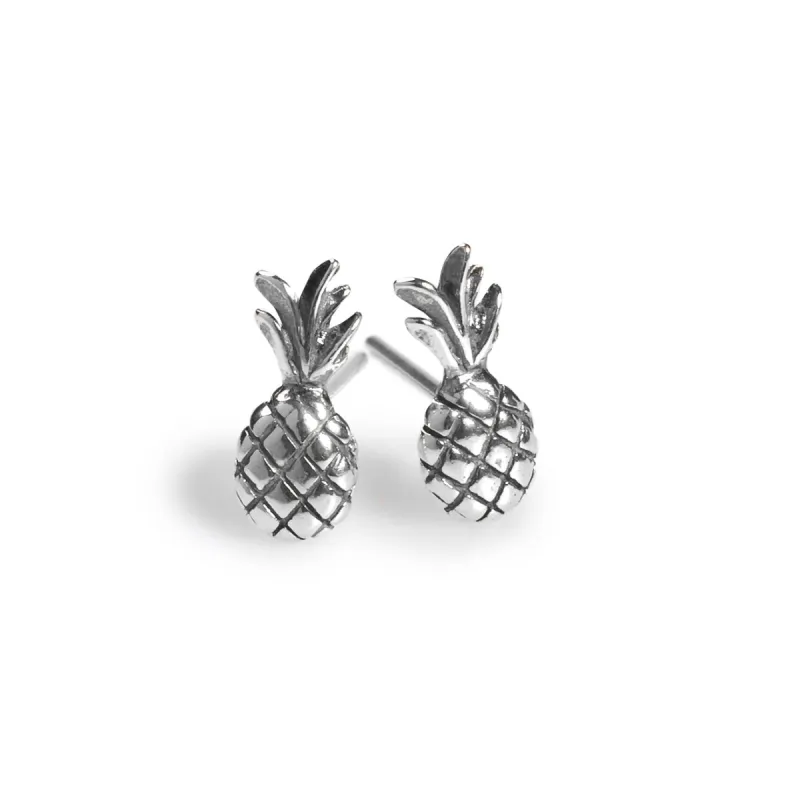 Miniature Pineapple Stud Earrings in Silver sold by Henryka